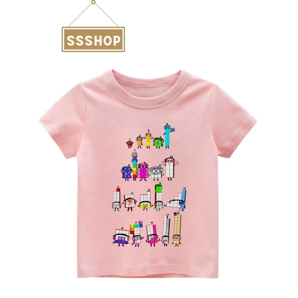 Áo thun bé trai và bé gái in hình numberblocks , Chất liệu cotton thoáng mát mềm mịn, Hình in không bong tróc SSSHOP 01