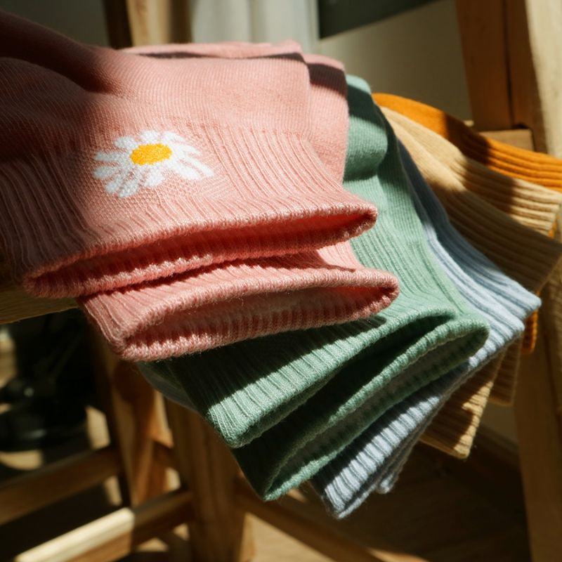 [RẺ VÔ ĐỊCH] Combo 3 Đôi Tất Vớ Nam Nữ Đi Giày - Tất cổ Trụ Hoa Cúc Lẻ Mix Màu Siêu Xinh