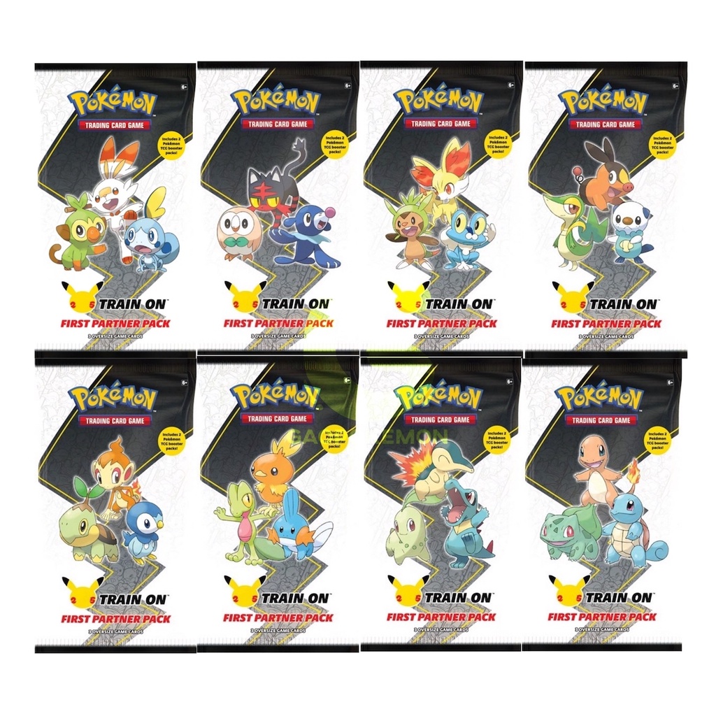 Set 2 gói bài Pokemon TCG (25 năm): First Partner Pack: Unova/Galar/Kalos