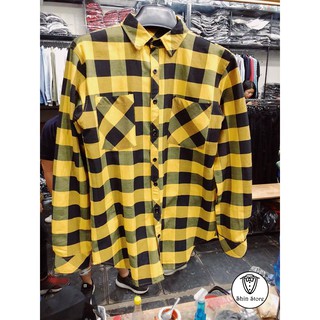 Áo Sơ Mi Đũi Cổ Bẻ Kẻ Caro Màu Vàng Mẫu Mới Nhất