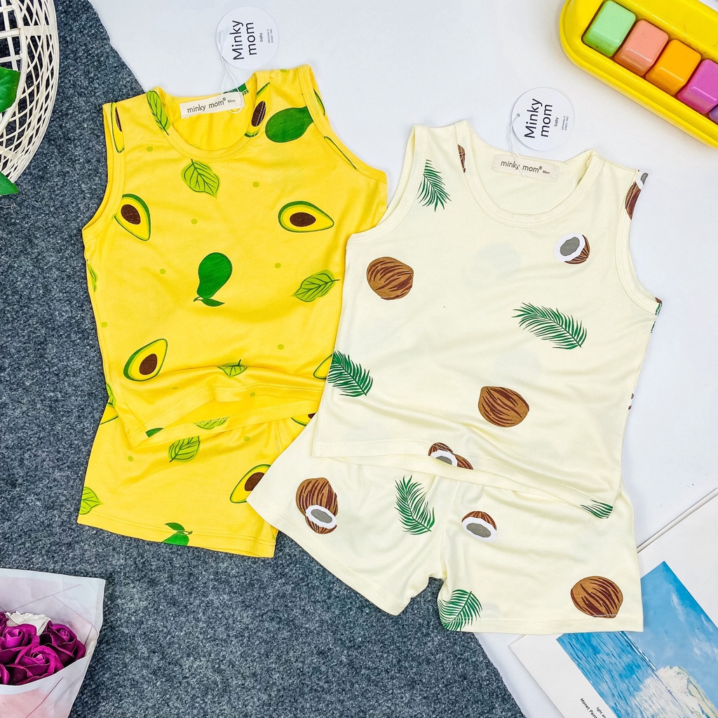 [BÉ 8-20KG] Bộ ba lỗ minkymom bé trai bé gái vải thun lạnh họa tiết trái cây mặc mùa hè mát mẻ BLTC