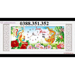 Tranh thêu chữ thập Đồng Hồ Long Phụng Sum Vầy LV3139 81*40cm