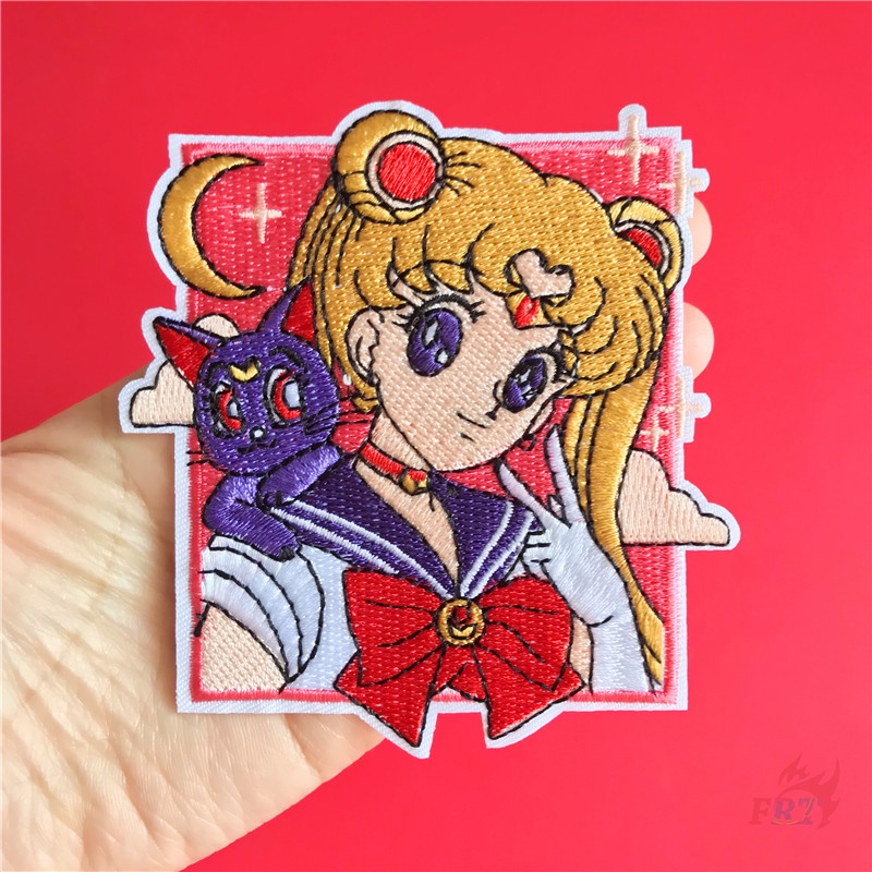☸ Miếng Dán Ủi Thêu Hình Thủy Thủ Mặt Trăng ☸ 1 Miếng Vá DIY Hình Mặt Trăng Tsukino Usagi Luna 10CM (M - 06567)