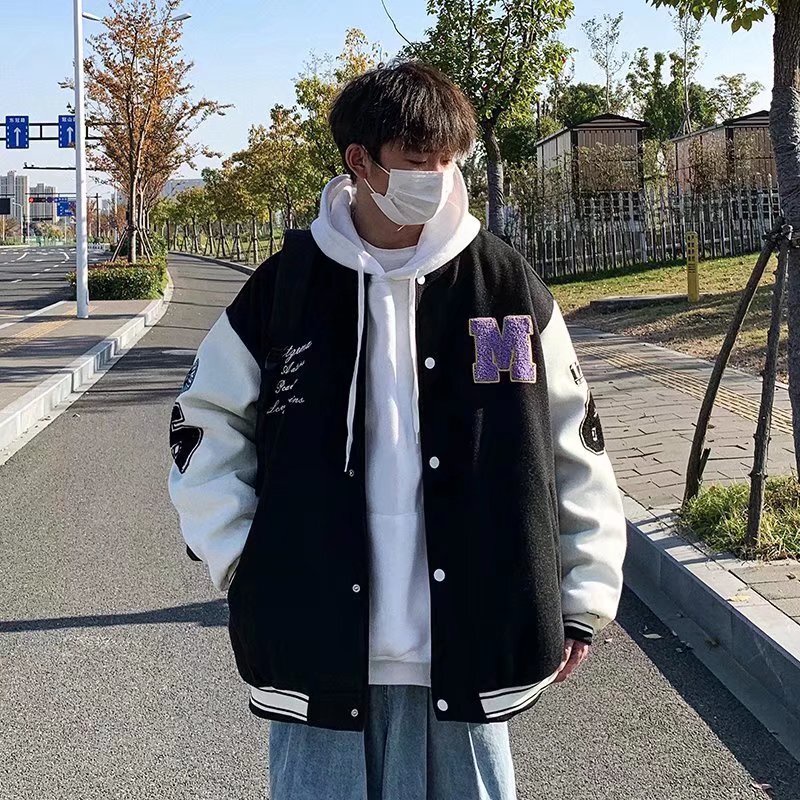 Áo Khoác Bóng Chày Dáng Rộng Phong Cách Hip hop Cá Tính Cho Nam