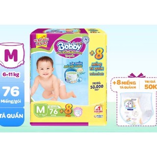 [Tặng 8 Miếng] Tã Quần Bobby - Đệm Thấm Lưng Mồ Hôi M76/L68/XL62/XXL56/XXXL24