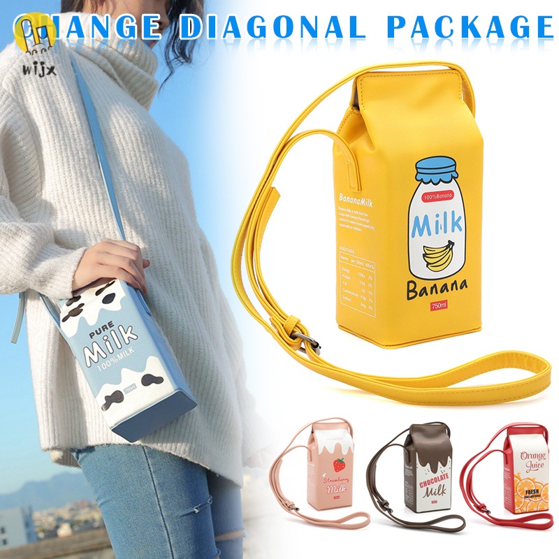 Túi Đeo Chéo Vai Hình Hộp Sữa Hoạt Hình Đáng Yêu Dành Cho Nữ