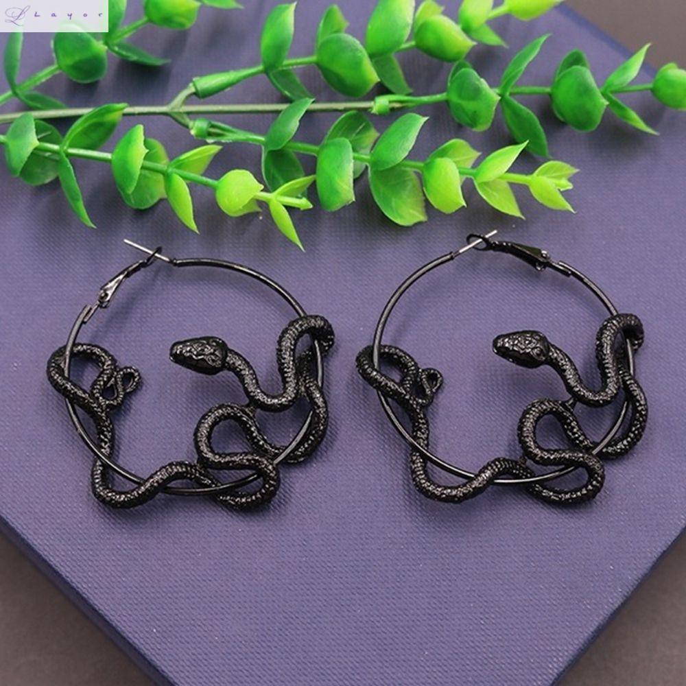 Khuyên Tai Vòng Lủng Lẳng Hình Tròn Màu Đen Thời Trang Phong Cách Gothic Cho Nam Và Nữ