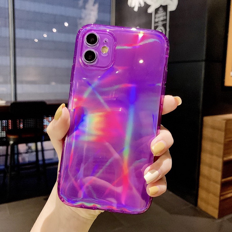 Ốp điện thoại silicon dẻo in hình màu laser cho iPhone Case iPhone SE 2020 11 Pro Max XS XR X 8 7 Plus