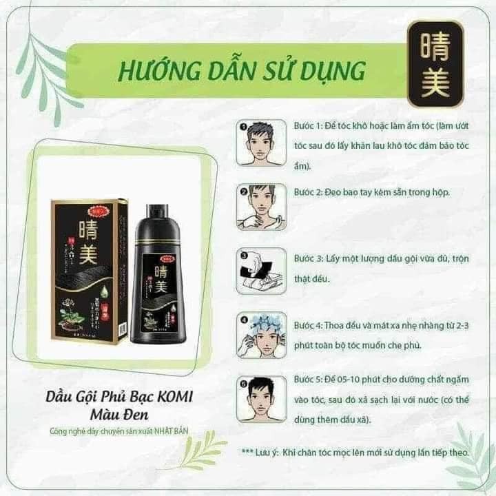 Dầu Gội Phủ Bạc Đen Tóc Komi 500ml Nội Địa Nhật