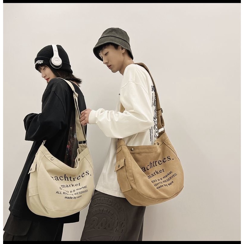 Túi Đeo Chéo, Túi Đeo Vai Vải canvasThiết Kế Mới Thời Trang Theo Phong Cách Nhật Bản Cho Nam Nữ