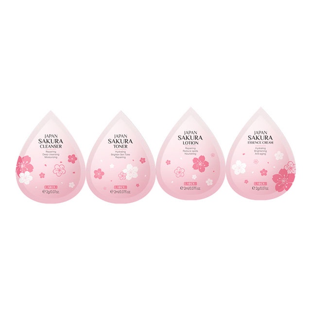 Bộ 4 Gói Mỹ Phẩm Dưỡng Da Làm Sáng Mặt Làm Mờ Vết Thâm 2g Dùng Thử LAIKOU Sakura