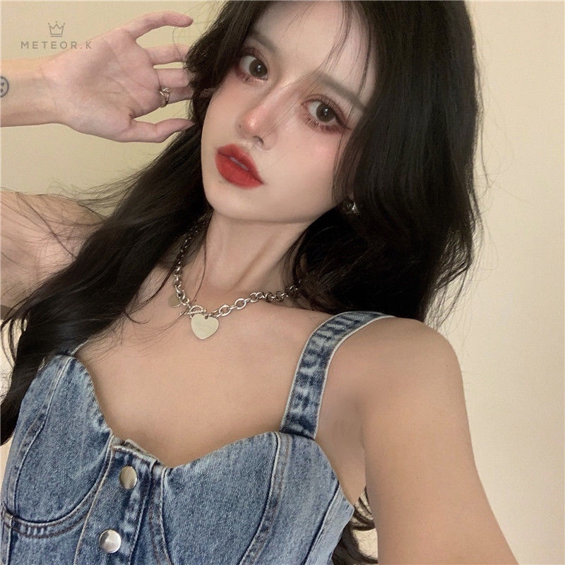 Áo không tay vải denim thời trang Âu Mỹ sành điệu nữ tính