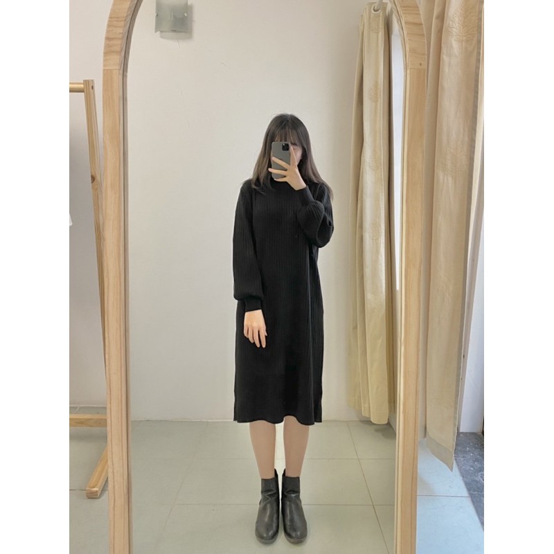 Váy len chất dày dáng dài