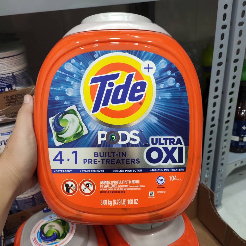Viên giặt Tide Pods Ultra Oxi 4 trong 1 thùng 104 viên - EDS Hàng Mỹ