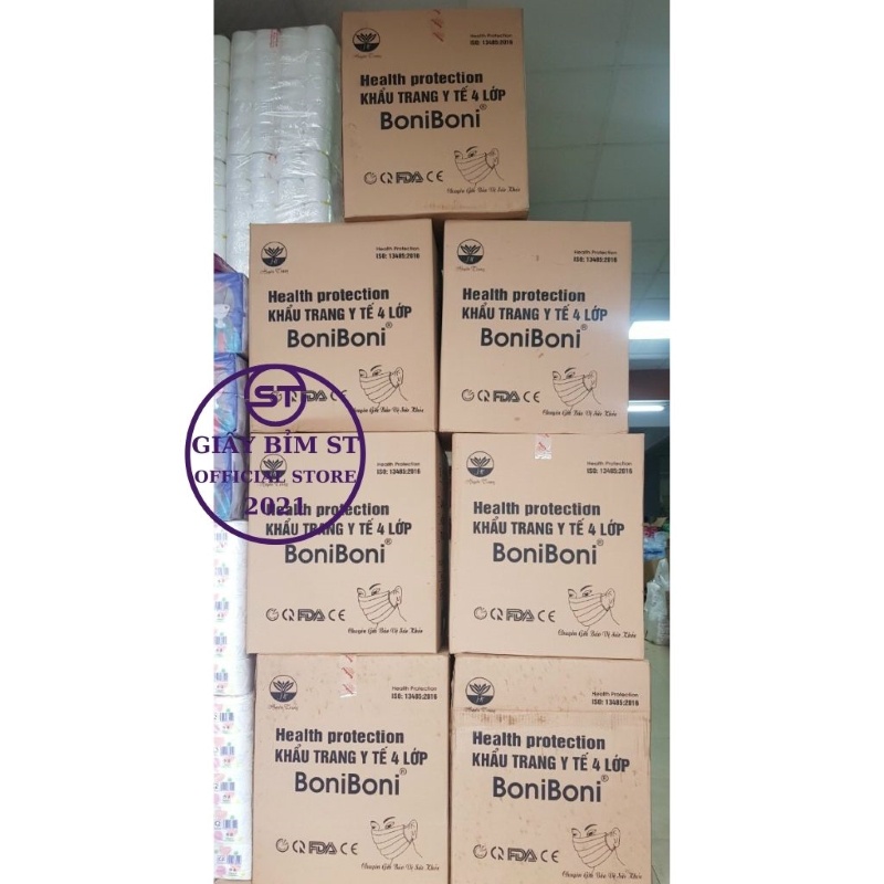 Hộp 50 cái Khẩu trang y tế Mask dày 4 lớp 50 cái 1 hộp kháng khuẩn