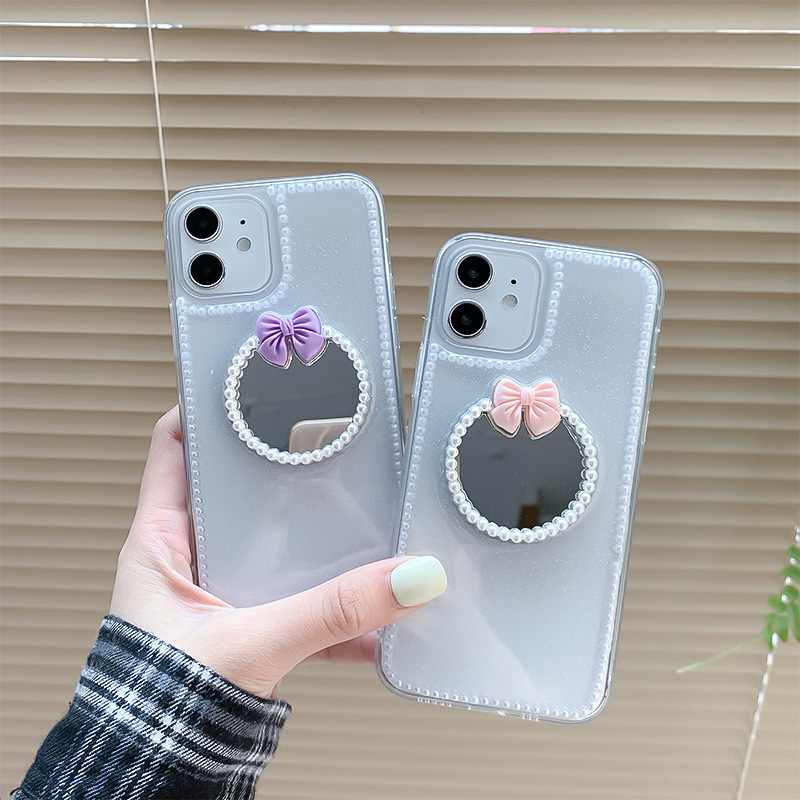 IPhone 12mini Case Is Suitable for IPhone 8 Transparent XR Gutta Percha XS Bow Mirror 11promax Pearl IPhone Case