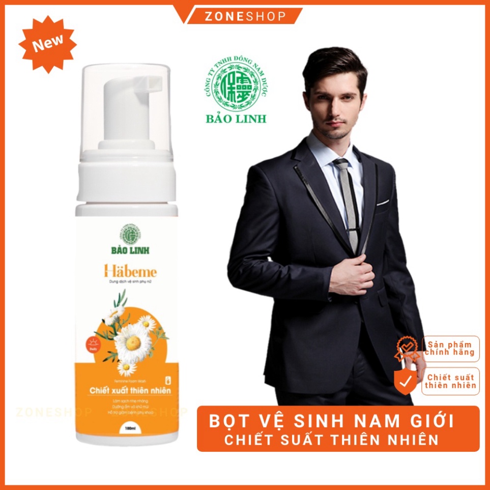 Bọt vệ sinh nam giới Habeme - Dung dịch vệ sinh nam tạo bọt 100ml, hương tự nhiên, chiết xuất thiên nhiên  phâ