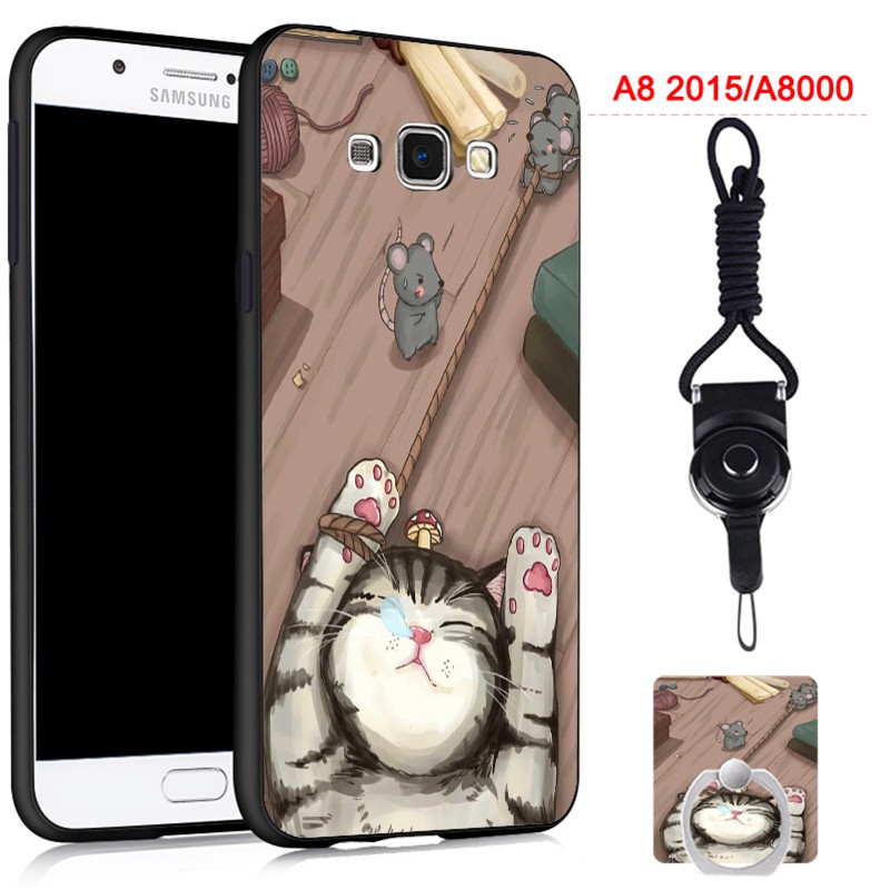Ốp điện thoại silicon có giá đỡ và dây đeo đáng yêu cho Samsung Galaxy A8 2015/A8000