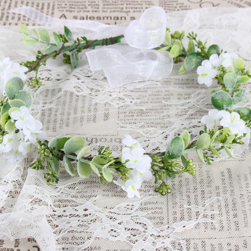 Vòng Hoa Đội Đầu Phong Cách Boho Kèm Dây Ruy Băng