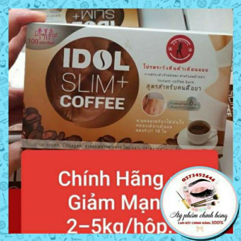 Cà Phê Giảm Cân Idol Slim Coffeee Thái lan, Giảm Mạnh, Giảm 3-5kg tùy theo cơ địa ( hộp 10 gói )