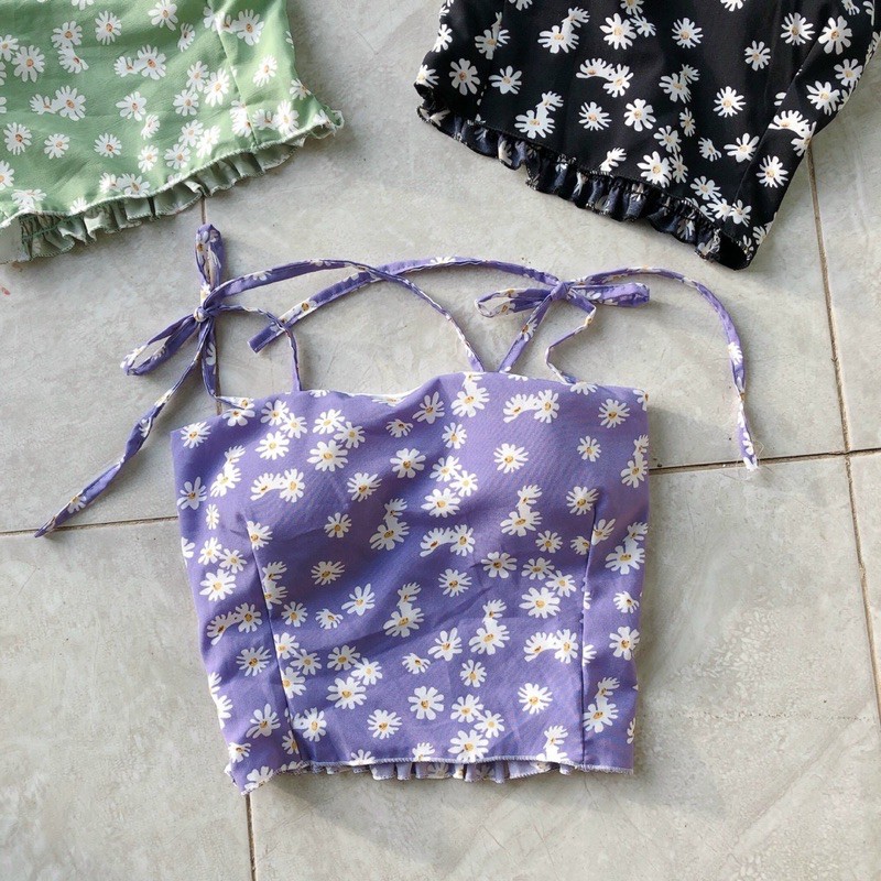 áo hai dây hoa cúc buộc nơ | BigBuy360 - bigbuy360.vn