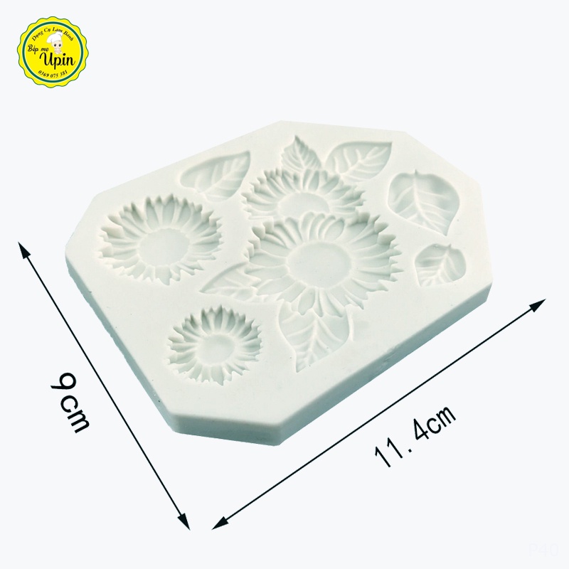 Khuôn silicon vỉ 4 lá hoa cúc hoa hướng dương