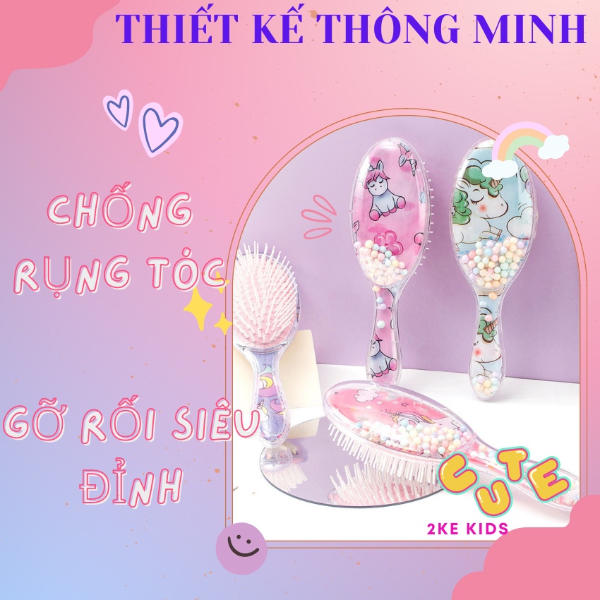 Gương mini + Lược tĩnh điện massage thư giãn, chống rối tóc , không gây đau đầu bé