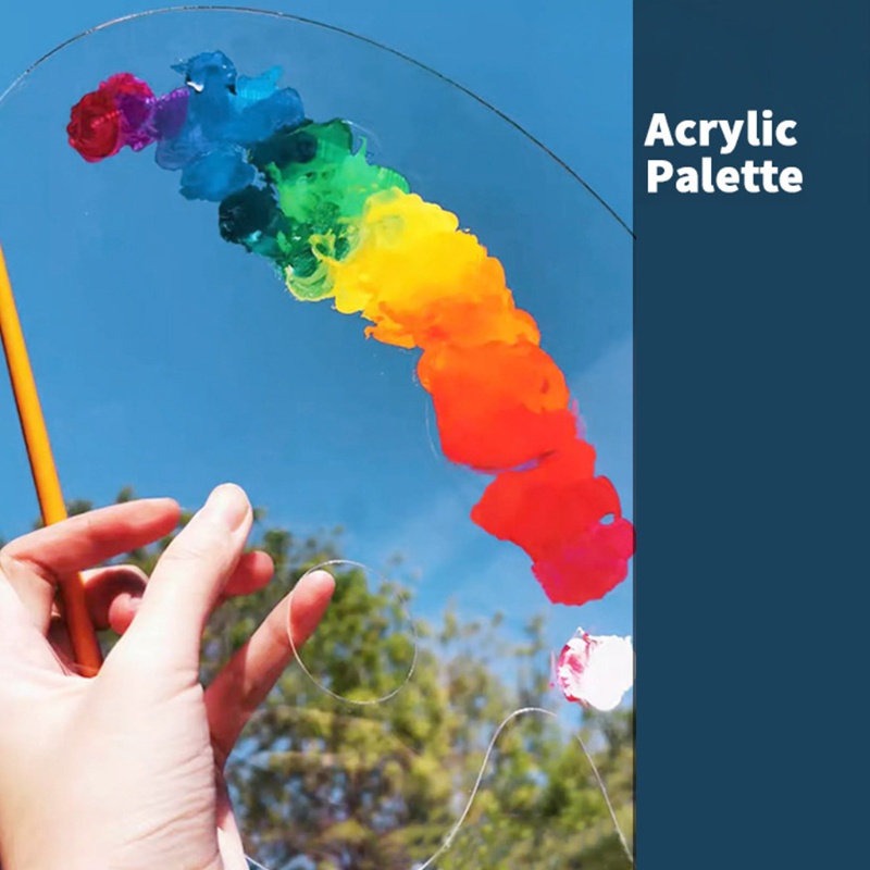 Bảng Pha Màu Acrylic Trong Suốt Hình Chữ Nhật / Oval Dùng Vẽ Tranh Màu Nước DIY Cho Bé
