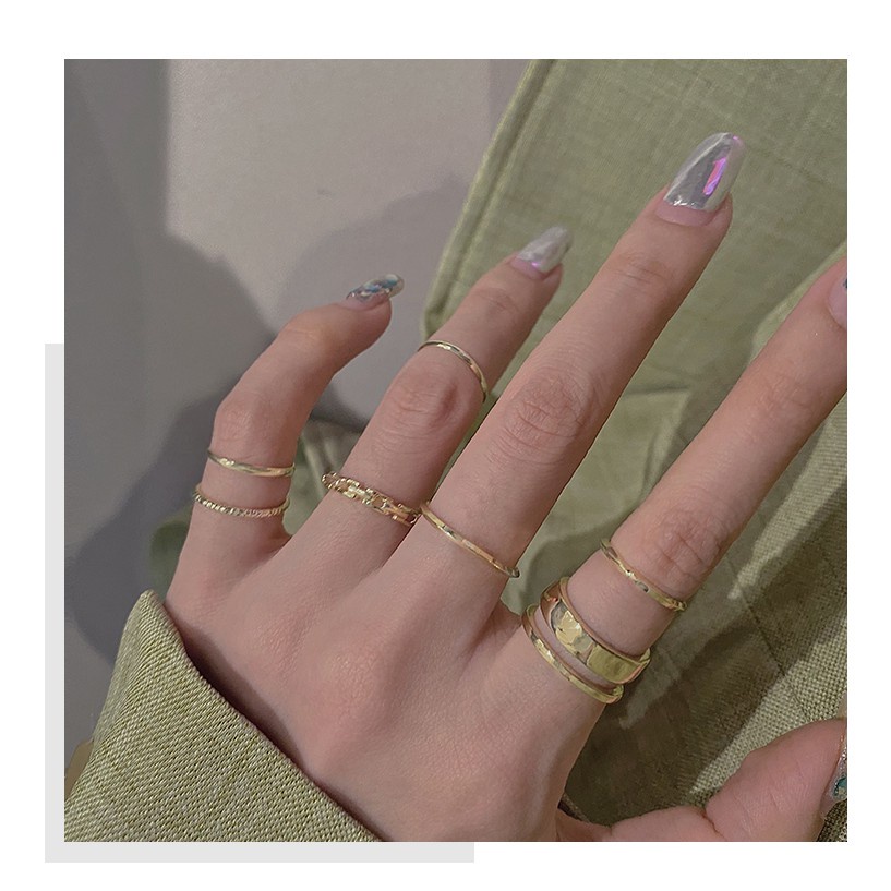 iF YOU Set 8 Nhẫn Đeo Đốt Ngón Tay Phong Cách Retro Hàn Quốc Cho Nữ