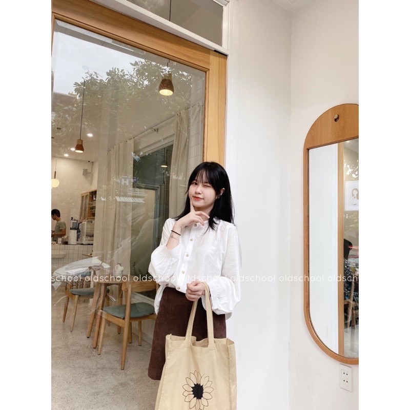 Áo sơmi đũi tay phồng Ulzzang/Áo sơmi đũi Hàn Quốc