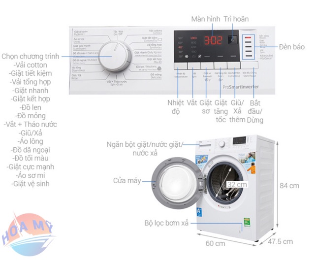 Máy giặt Beko Inverter 8kg WTV-8512XS0