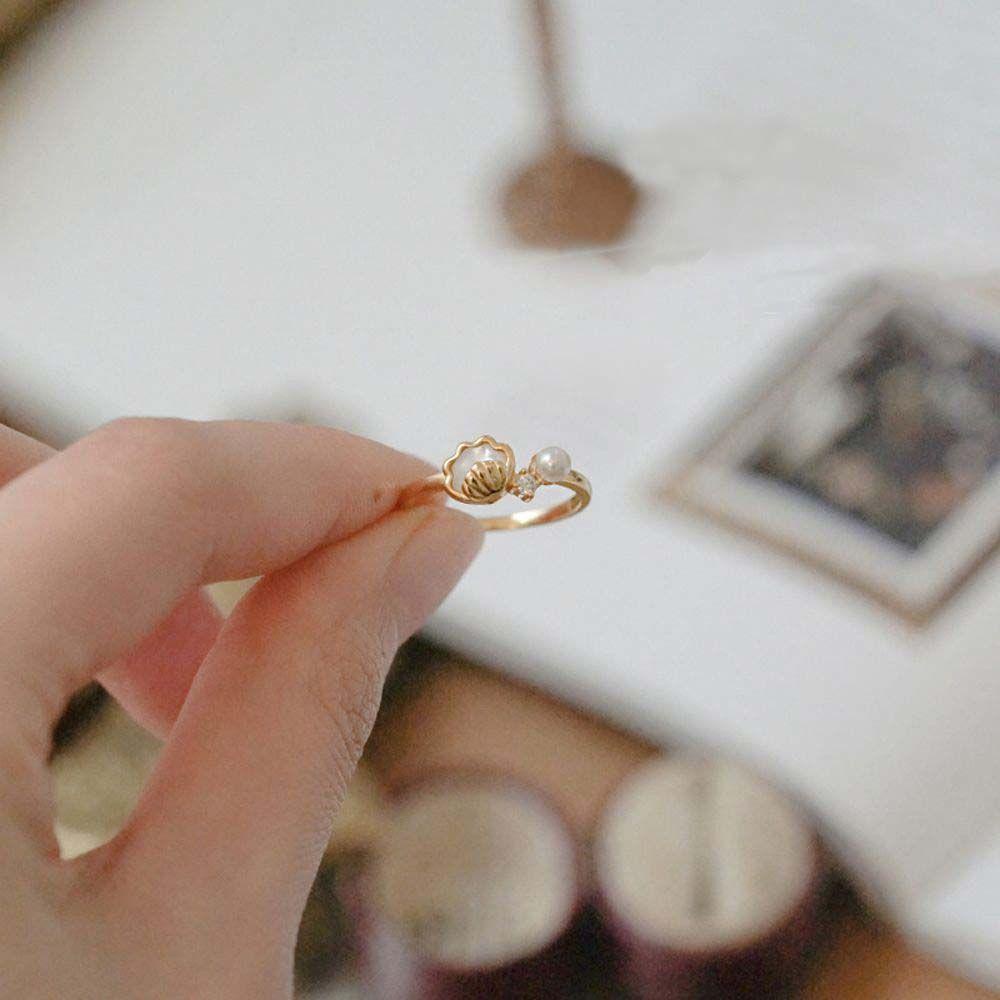 Nhẫn Hở Hình Vỏ Sò Đơn Giản Thời Trang Pháp Cổ Điển Cho Nữ
