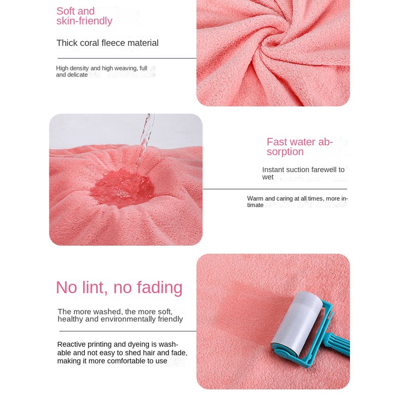 Khăn Tắm Quấn Ngực Vải Lông Cừu San Hô Mềm Mại Thấm Hút Nước Dành Cho Người Lớn