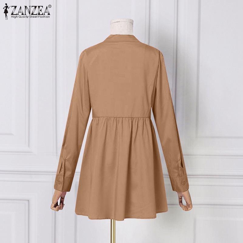 Áo sơ mi ZANZEA tay dài họa tiết hoa thời trang sành điệu cho nữ