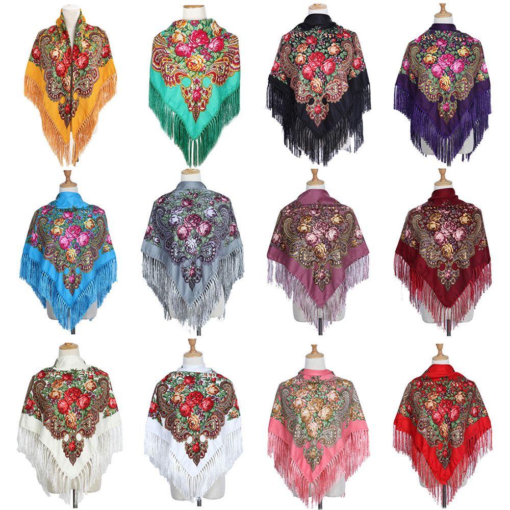 Quillan tua khăn quàng cổ bông in cổ điển pashmina phong cách nga gói cỡ lớn