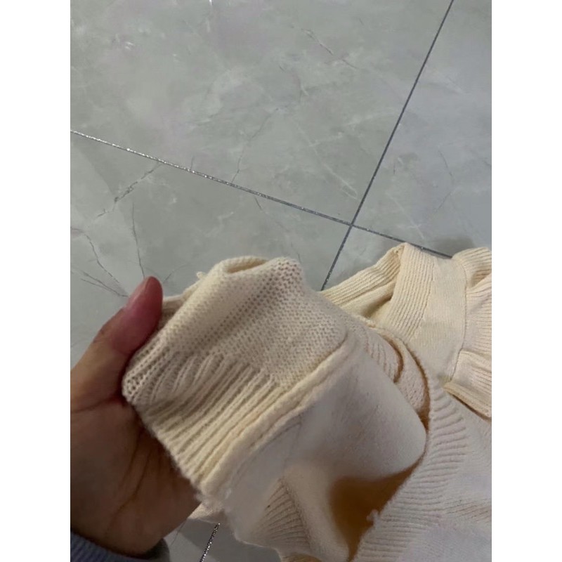 Set áo len bèo và chân váy kẻ dáng ngắn vintage