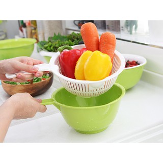 Chậu rửa kèm rá đựng đồ có tay cầm Changsin Hàn Quốc CS02141 màu Xanh Chất liệu nhựa PP, an toàn cho sức khỏe