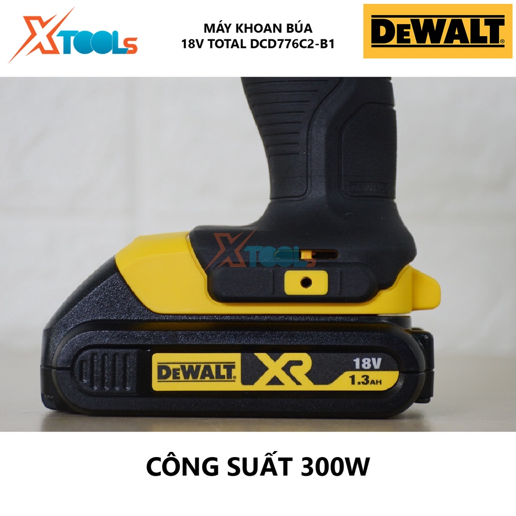 Máy khoan búa dùng pin DEWALT DCD776C2-B1 Máy khoan vặn vít động lực điện áp 18V, khoan lỗ được nhiều loại vật liệu cứng