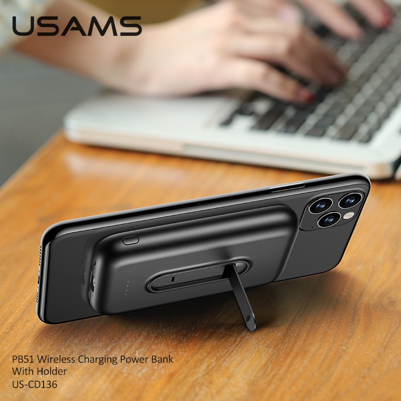 Sạc Dự Phòng Usams Us-cd136 Dung Lượng 4000mah Không Dây Cho Iphone Huawei Mate 30 Xiaomi