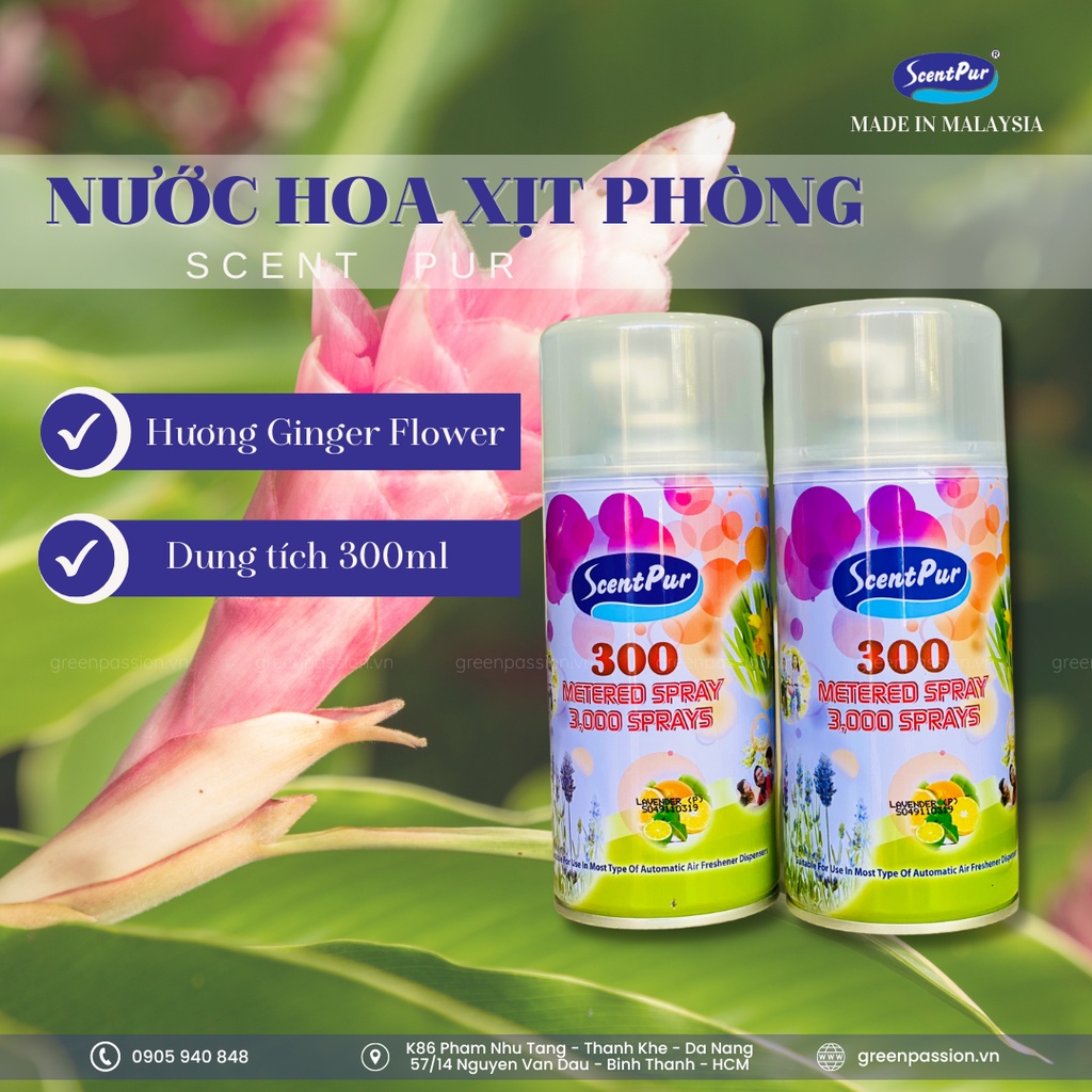 Bộ máy xịt phòng tự động ScentPur + Nước hoa xịt phòng 300ml