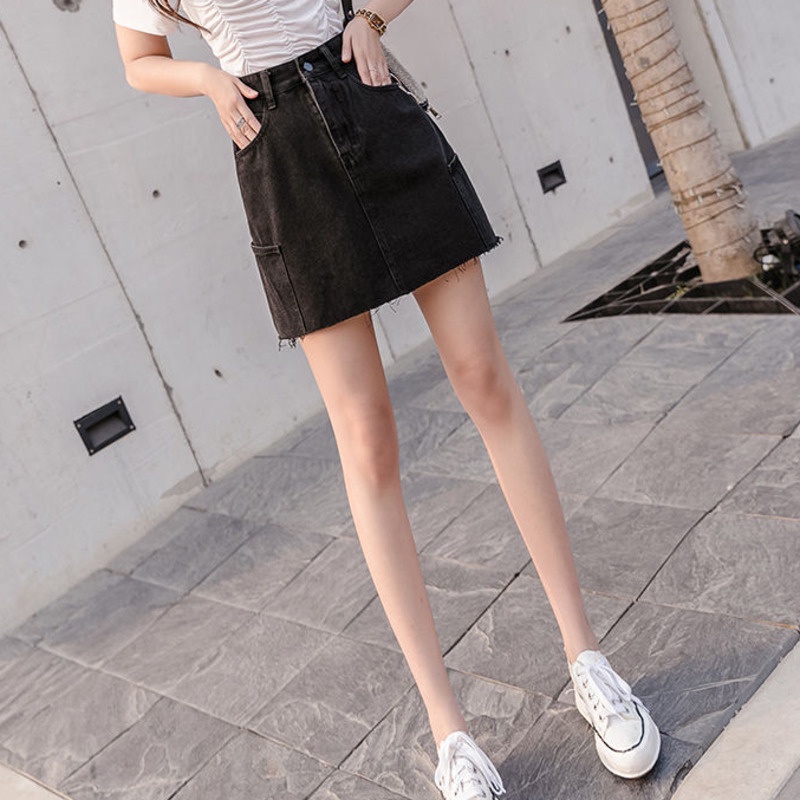 Chân Váy Denim Lưng Cao Dáng Chữ a Thời Trang Cá Tính Cho Nữ