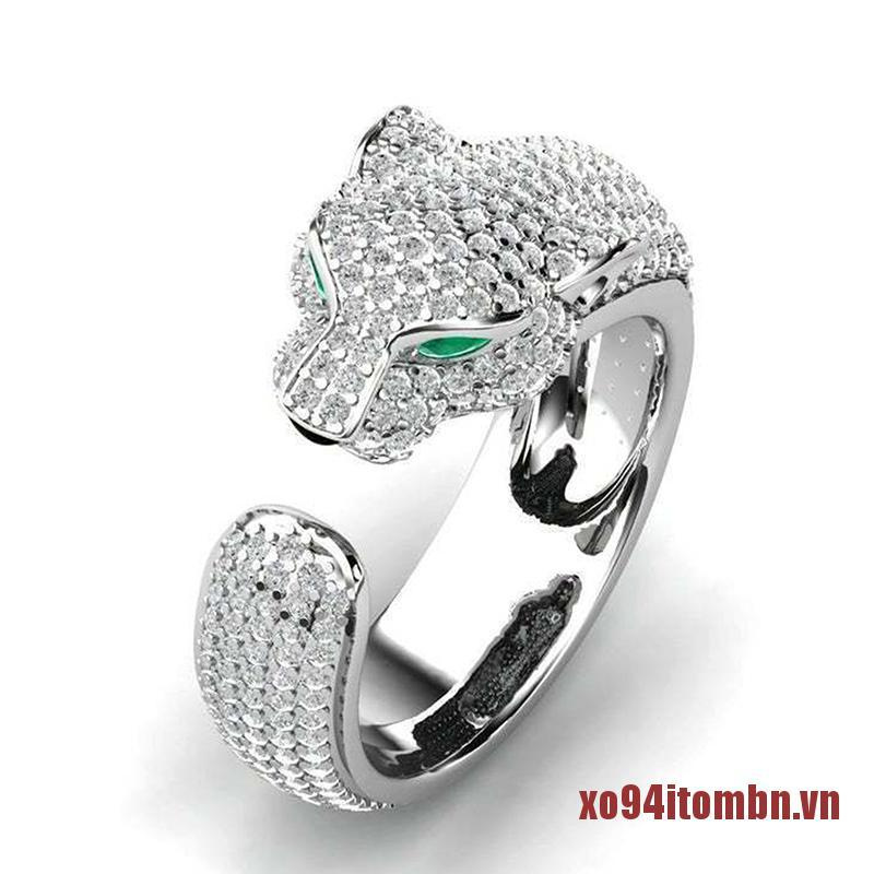 Nhẫn Hở Họa Tiết Da Báo Đính Pha Lê Thời Trang