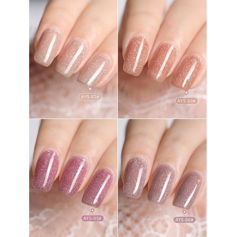 Sơn móng tay sơn thạch sơn gel thạch sơn gel AS dùng máy hơ gel tone thạch nhũ hồng nhũ cam nâu mã AYS 15ml