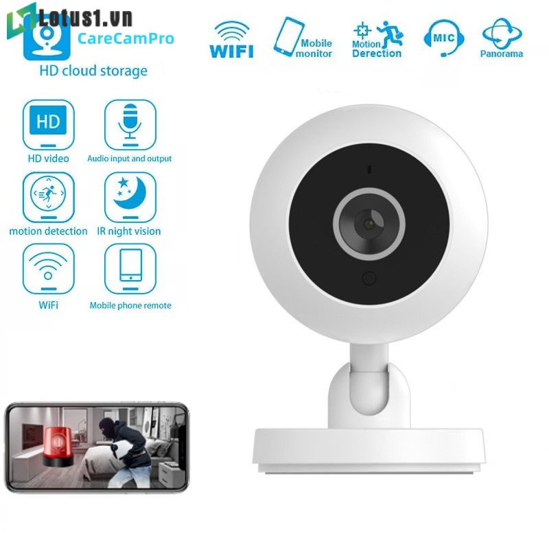 Camera mini thông minh wifi ip 720p 2mp không dây quan sát trong nhà tự động theo dõi tầm nhìn ban đêm