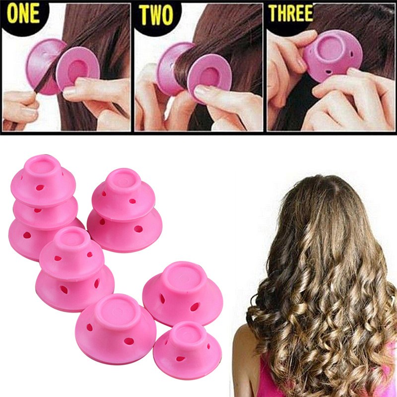 Bộ 10 Lô cuốn tóc Silicon không dùng nhiệt uốn tóc xoăn tự nhiên silicone