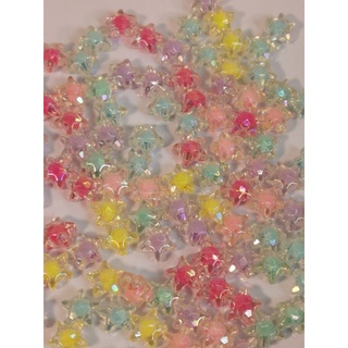 30 hạt nhựa ngôi sao màu hologram và đục xỏ lỗ 2 đầu