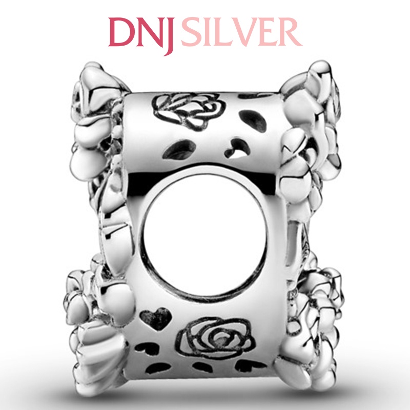 [Hàng cao cấp] Charm bạc 925 cao cấp, hàng chuẩn bạc - Charm Open Heart &amp; Rose thích hợp để mix vòng tay charm - DN153