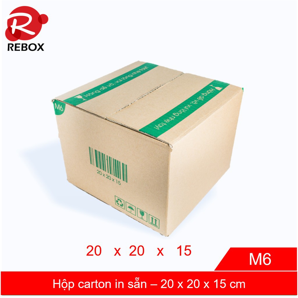 Hộp 20x20x15 cm - 20 hộp carton in sẵn giá rẻ siêu dày dặn Rebox