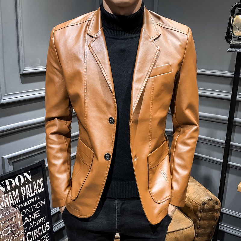 【COD&Áo khoác da mỏng phong cách doanh nhân thường ngày cho nam M-6XL