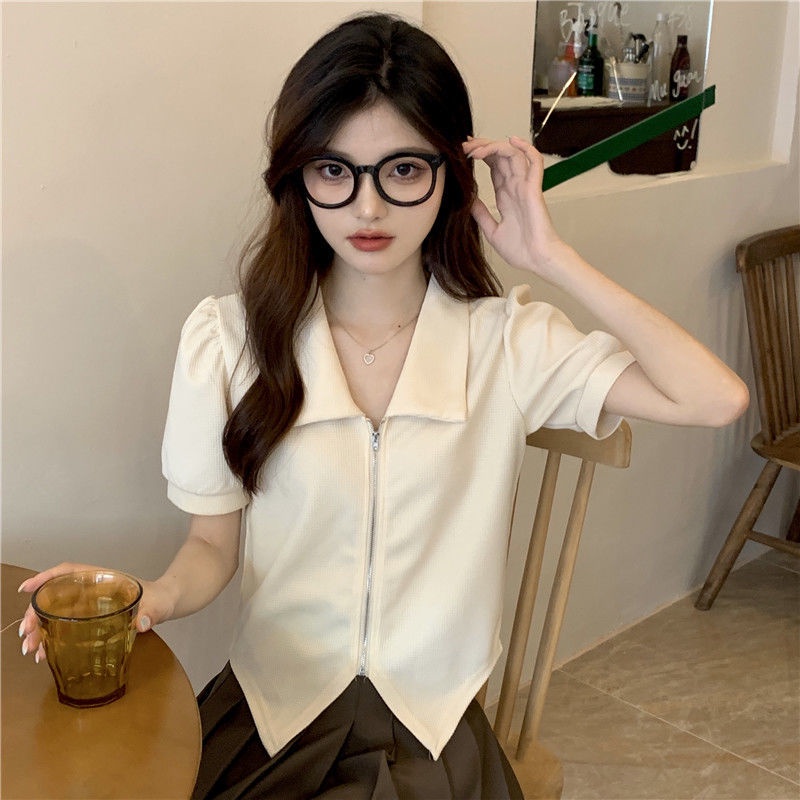 Set Áo Khoác Có Khóa Kéo Và Chân Váy Xếp Ly Lưng Cao Thời Trang Cho Nữ